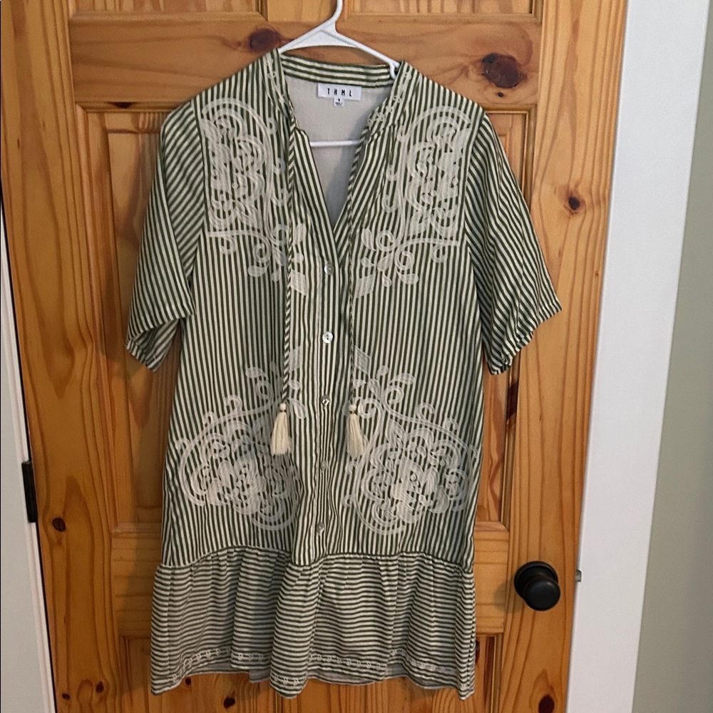 THML Green and White Striped Dress